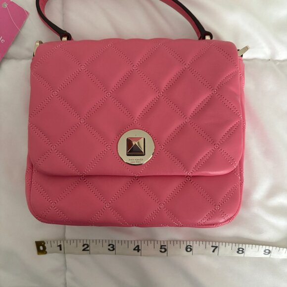 Kate Spade Natalia Square Quilted Leather Crossbody Purse Bright Blush Pink NWT - Picture 4 of 10